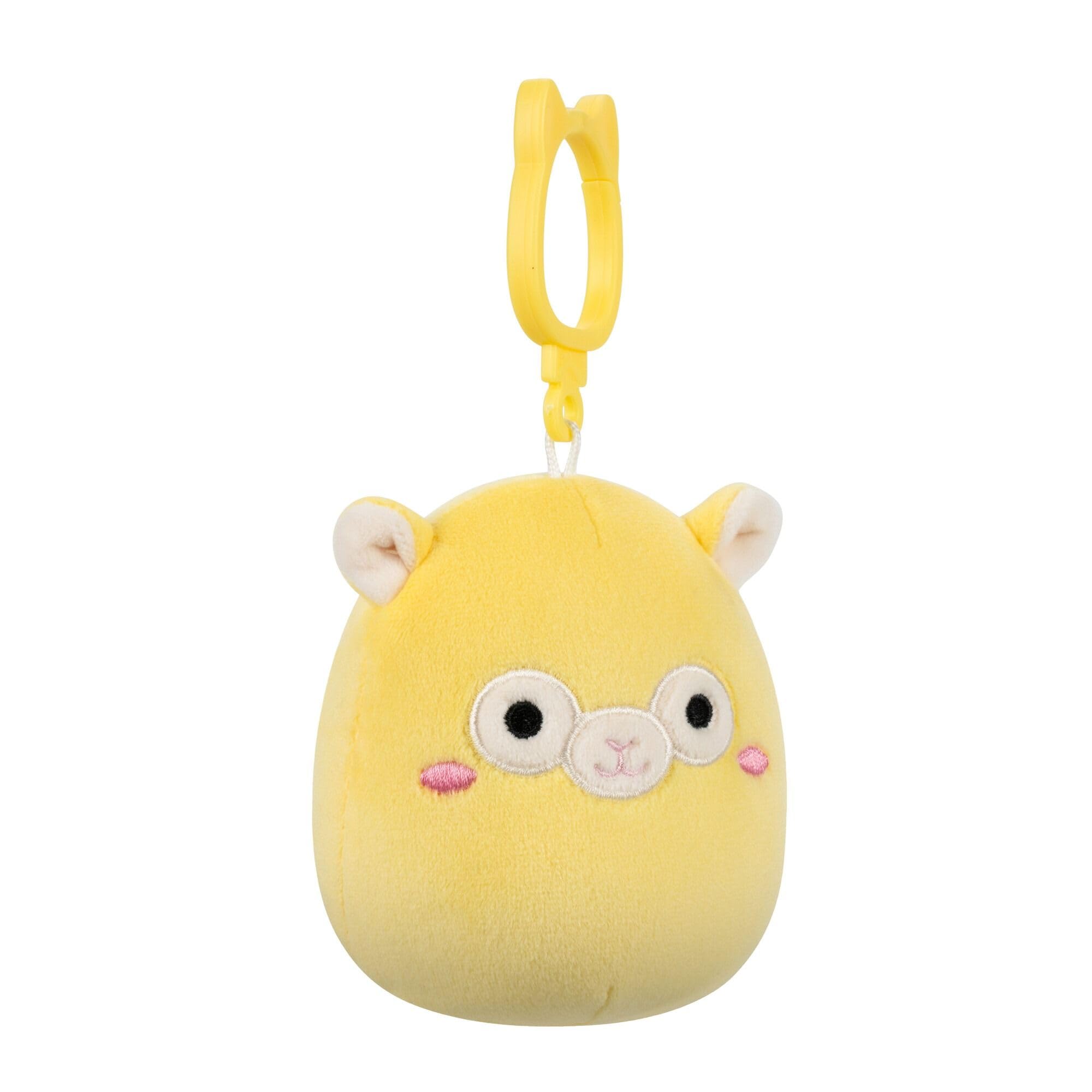 Squishmallows Lafi Yellow Llama Clip-On Plush, 8.9 cm Wildlife Squad Collection, Soft Polyester