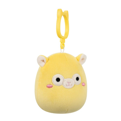 Squishmallows Lafi Yellow Llama Clip-On Plush, 8.9 cm Wildlife Squad Collection, Soft Polyester