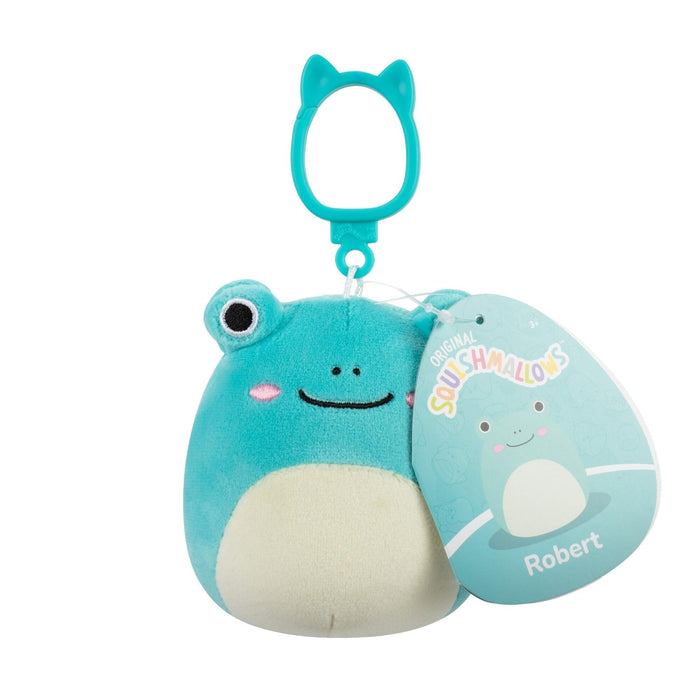 Squishmallows Robert the Aqua Frog Plush Clip-On, 8.9 cm, Wildlife Squad Collection