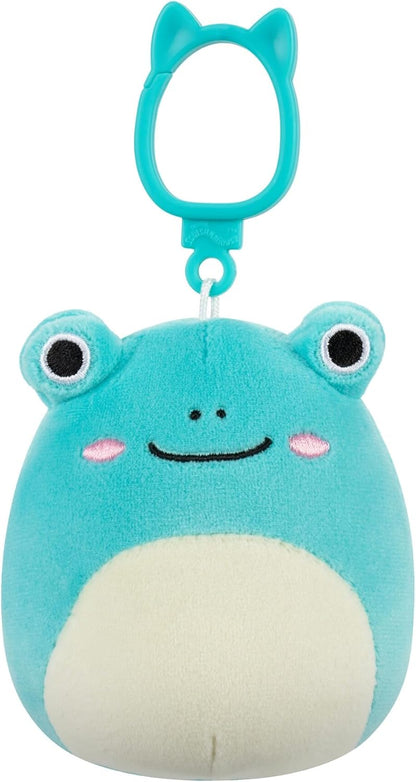Squishmallows Robert the Aqua Frog Plush Clip-On, 8.9 cm, Wildlife Squad Collection