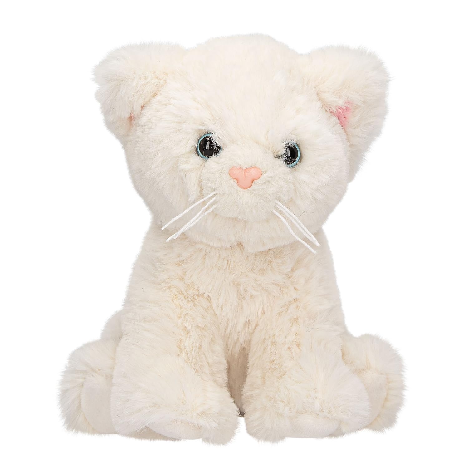 Depesche 13516 TOPModel - Knuffelkat in wit, ca. 16 cm hoog knuffel met blauwe ogen en roze neus