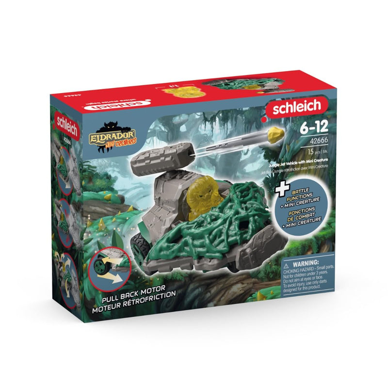 schleich 42666 Dschungel Düsenjet Fahrzeug mit Mini Creature, ab 7 Jahren, ELDRADOR CREATURES - Spielset, 15 Teile, Mehrfarbig/Meereswellen (Ocean Tides