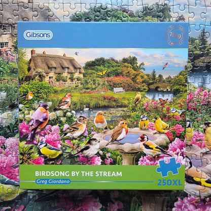 Birdsong by the Stream | 250XL Piece Jigsaw Puzzle | Countryside Jigsaw Puzzle | Extra Large Piece Jigsaw Puzzle for Adults | Premium 100% Recycled Board | Great Gift for Adults | Gibsons Games
