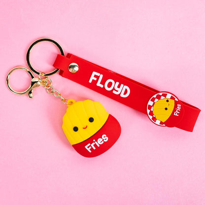 Fizz Creations Squishmallows Floyd the French Fries Polsband Sleutelhanger 3D sleutelhanger met bedel & PVC polsband, officieel gelicentieerde Squishmallows sleutelhanger, Meerkleurig, Eén maat