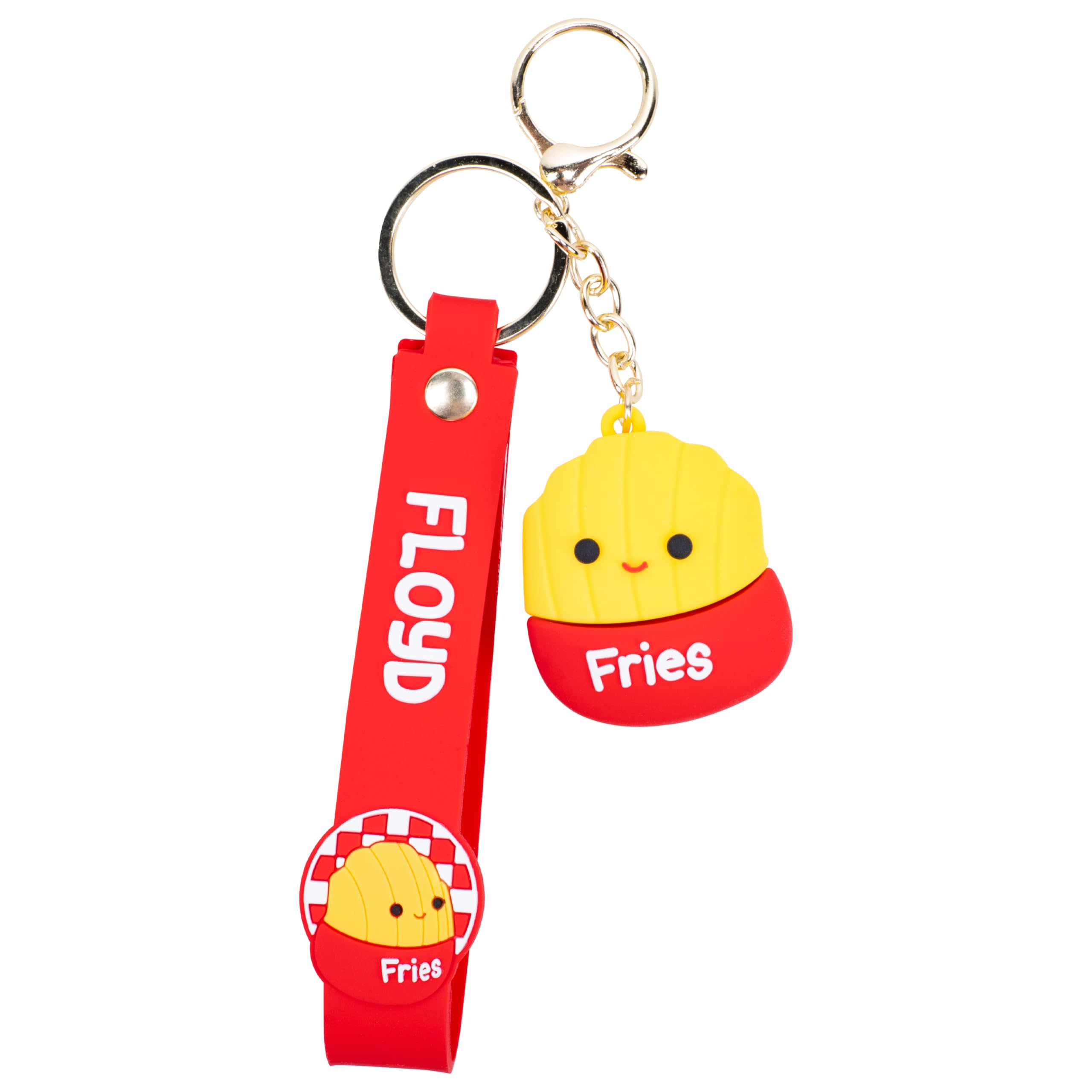 Fizz Creations Squishmallows Floyd the French Fries Polsband Sleutelhanger 3D sleutelhanger met bedel & PVC polsband, officieel gelicentieerde Squishmallows sleutelhanger, Meerkleurig, Eén maat