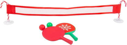 Christmas Naughty Elf Tafeltennis Spel. Miniatuur Elf-Sized Tafeltennis Nieuwigheid Kerstspel. Inclusief Feestelijke Vleermuizen, Gekleurde Ballen, Snoep Riet Haken & Net.