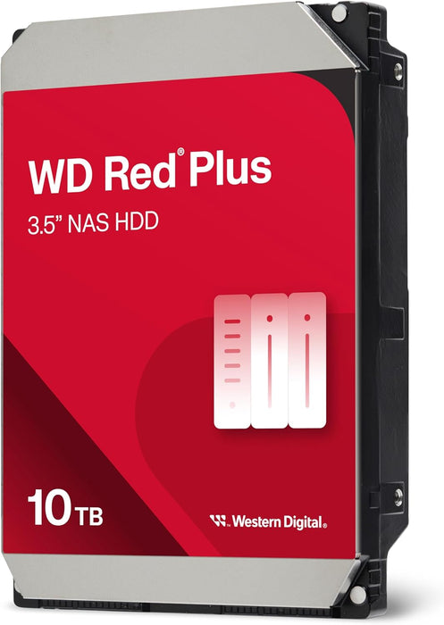 WD Red Plus 10TB NAS Hard Disk Interno 3,5" - 7200 RPM, SATA 6Gb/s, CMR, Cache da 256MB
