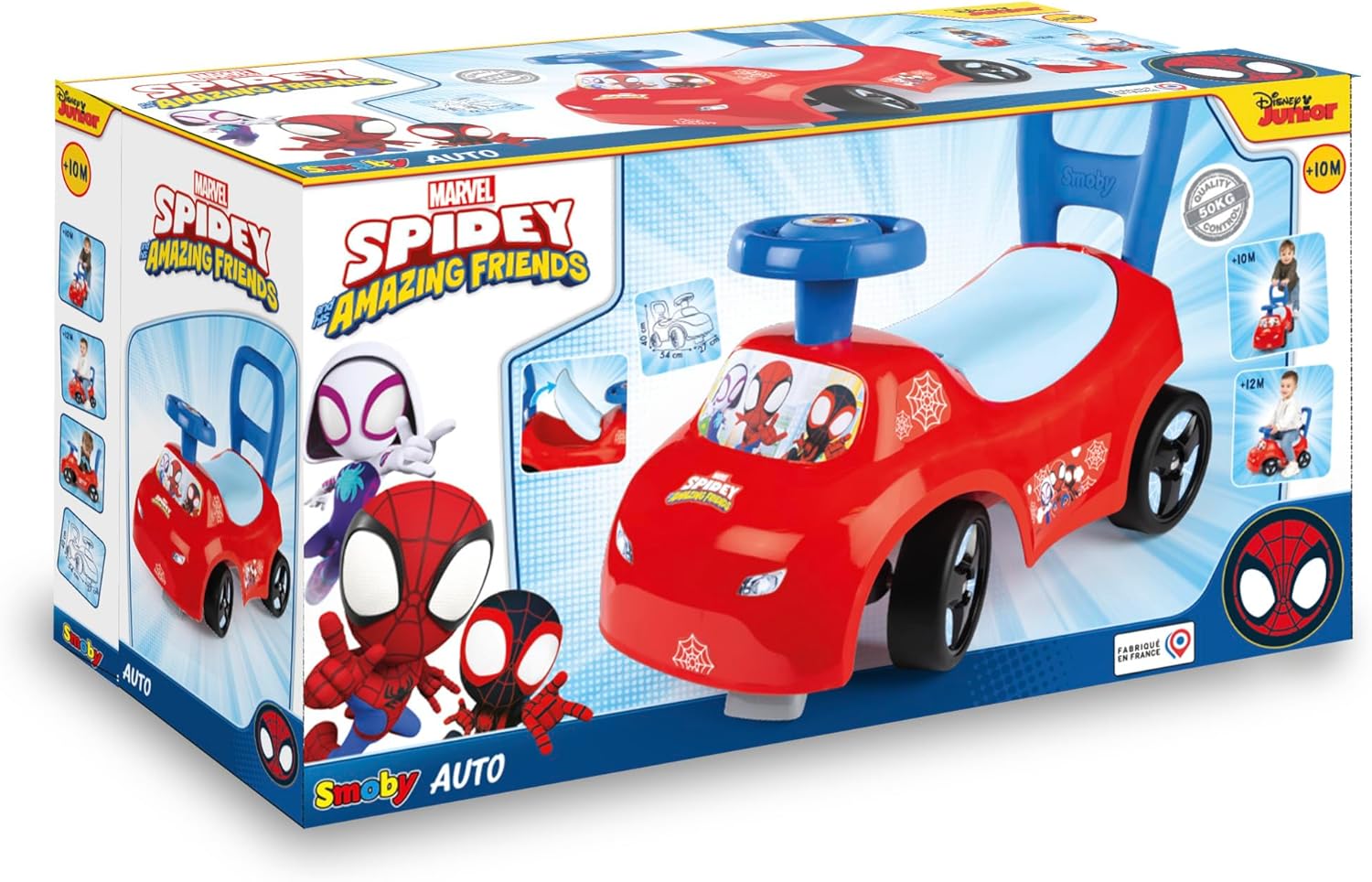 Smoby Spidey glijbaan – wendbaar kindervoertuig met claxonstuur – rugsteun, opbergvak, kantelbeveiliging – voor kinderen vanaf 10 maanden