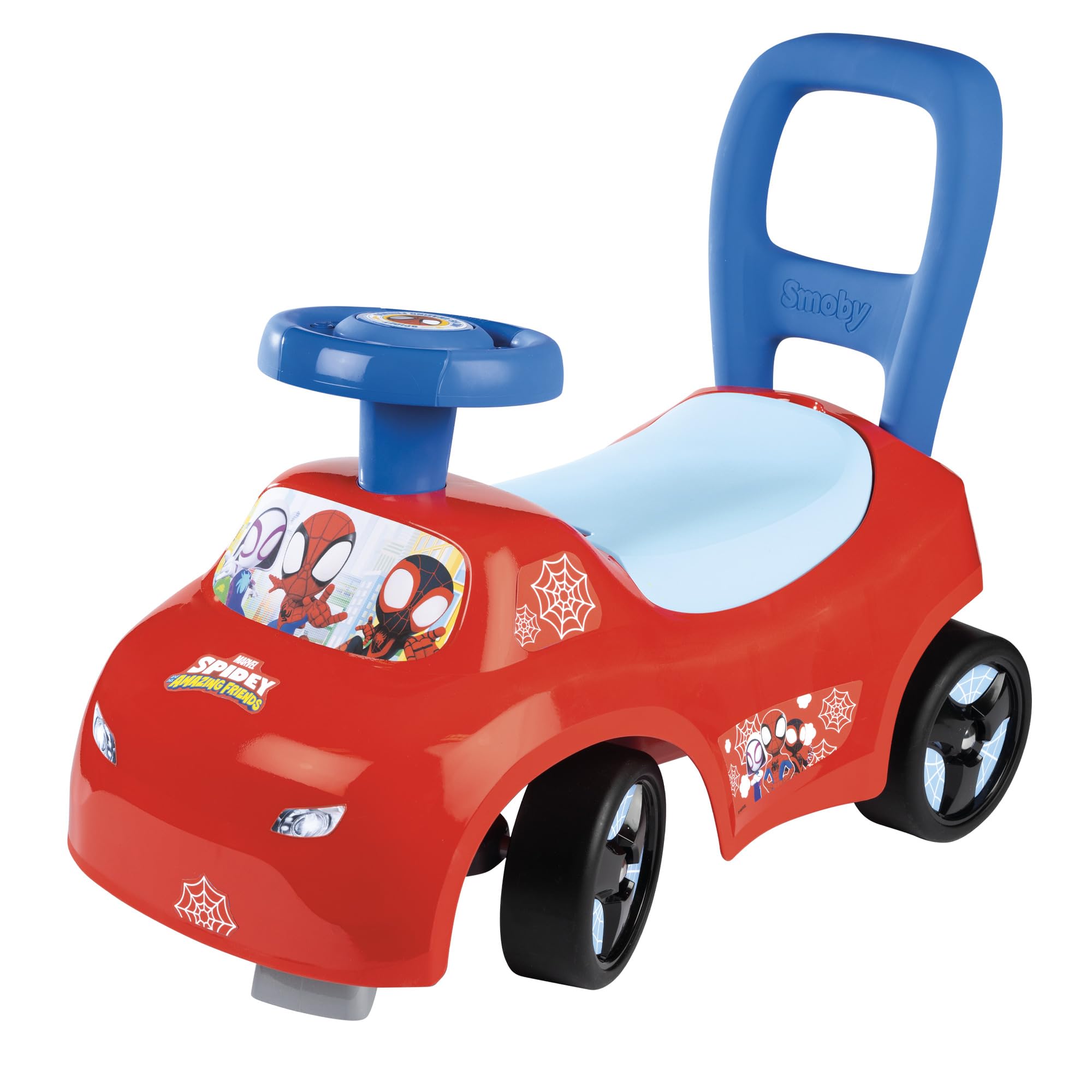 Smoby Spidey glijbaan – wendbaar kindervoertuig met claxonstuur – rugsteun, opbergvak, kantelbeveiliging – voor kinderen vanaf 10 maanden