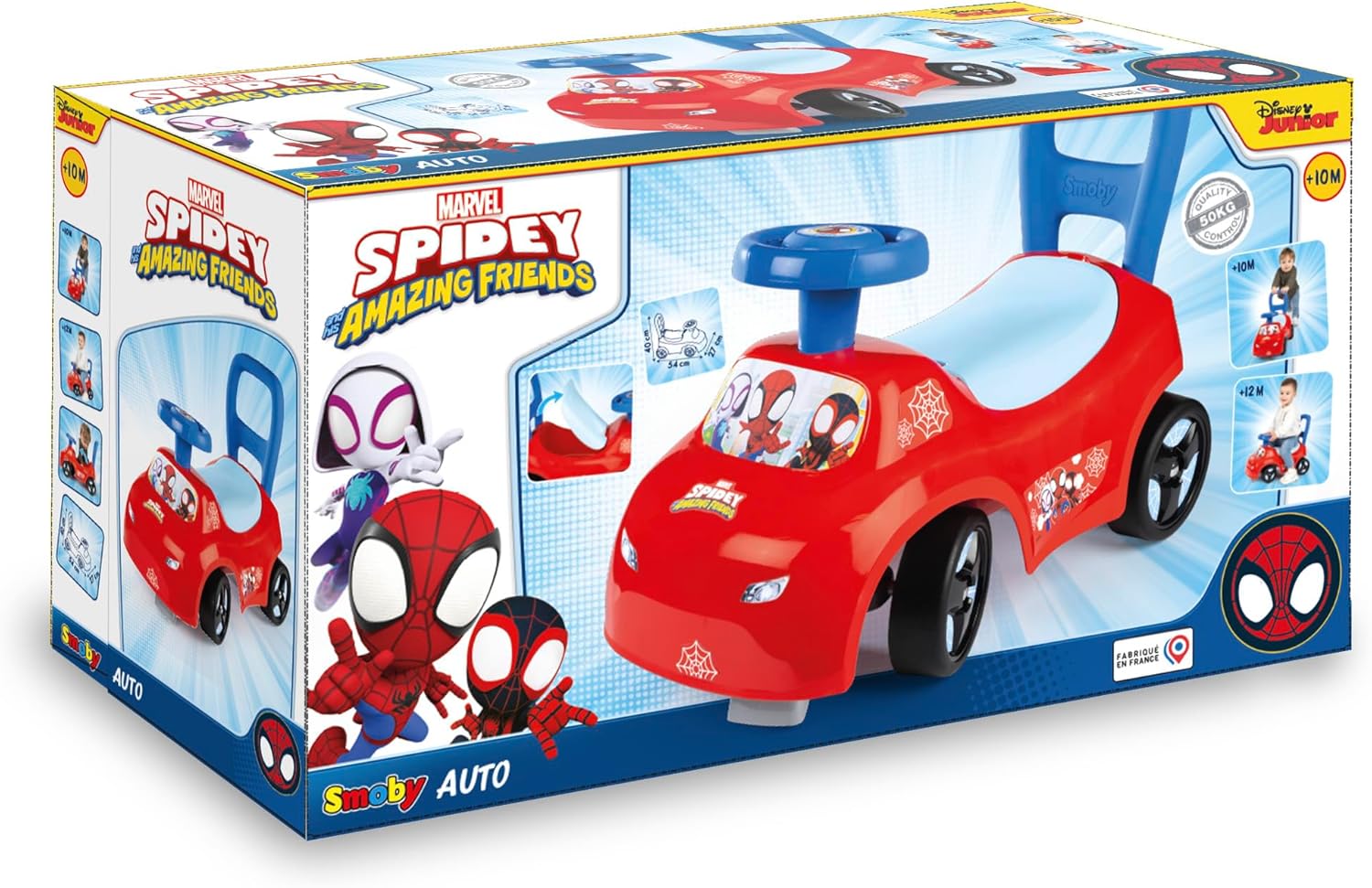 Smoby Spidey glijbaan – wendbaar kindervoertuig met claxonstuur – rugsteun, opbergvak, kantelbeveiliging – voor kinderen vanaf 10 maanden