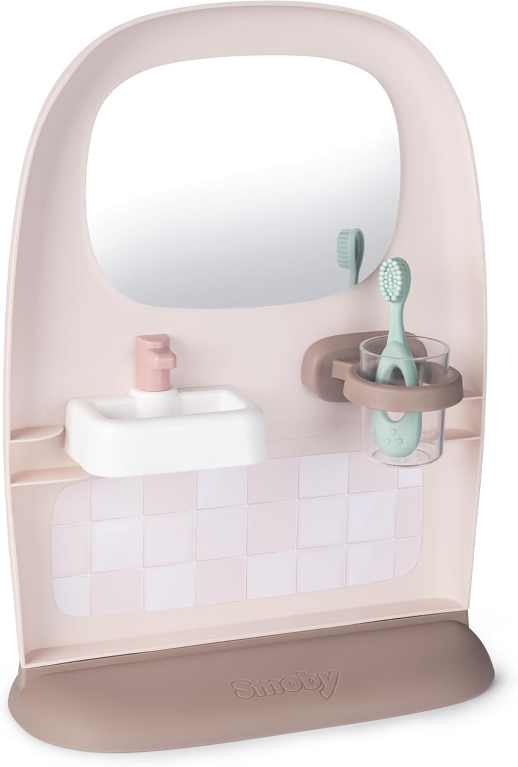 Smoby- Aseo Baby Nurse para Muñecos, con Inodoro y Rollo de Papel, Zona de Lavabo con Espejo, Cepillo de Dientes y Vaso, Muñeco no Incluido, A Partir de 3 años (7600220380