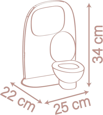 Smoby- Aseo Baby Nurse para Muñecos, con Inodoro y Rollo de Papel, Zona de Lavabo con Espejo, Cepillo de Dientes y Vaso, Muñeco no Incluido, A Partir de 3 años (7600220380