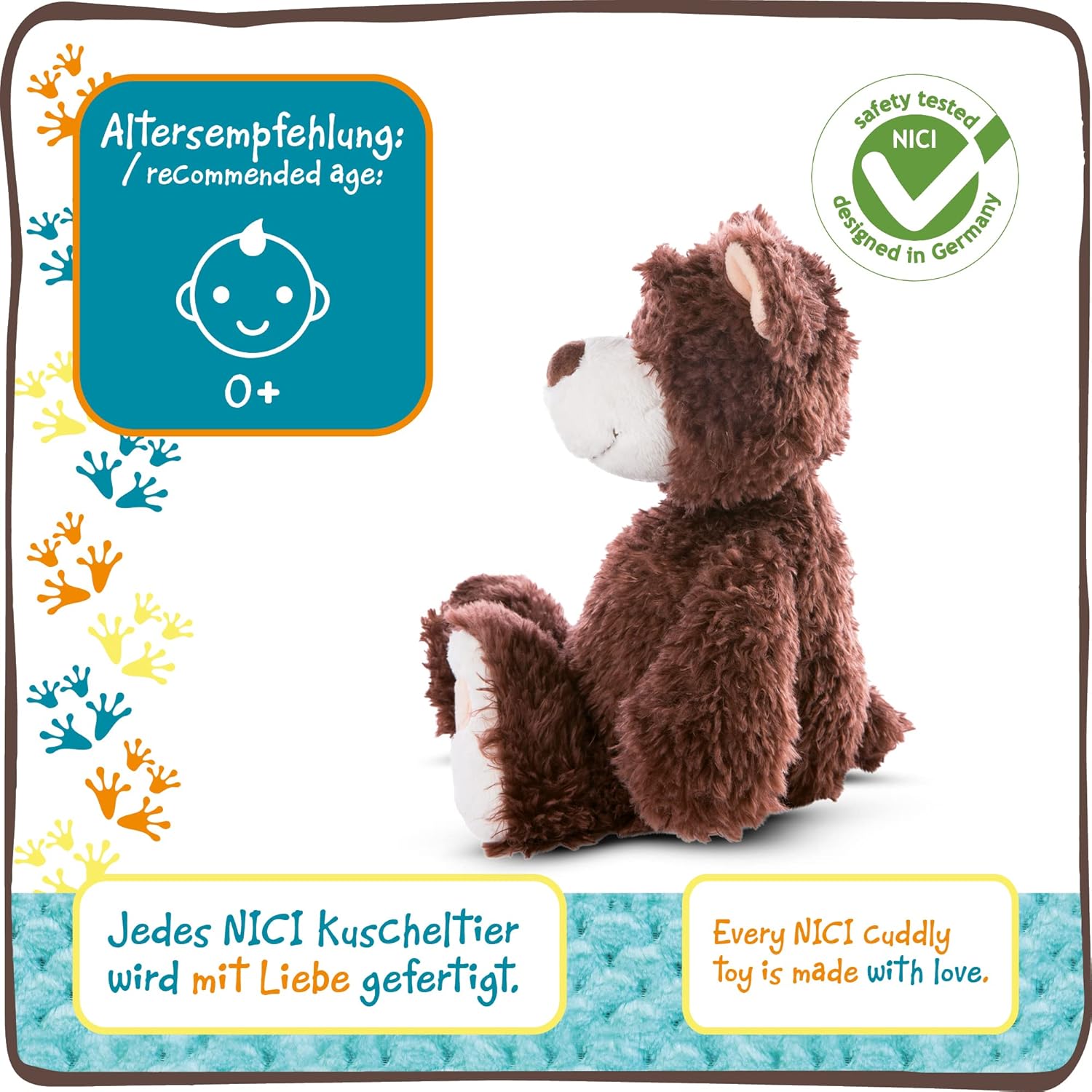 NICI Kuscheltier Bär 25 cm – Nachhaltiges Plüschtier für Mädchen, Jungen & Babys – Flauschiges Stofftier zum Spielen, Sammeln & Kuscheln – Gemütliches Schmusetier, Kakaobraun