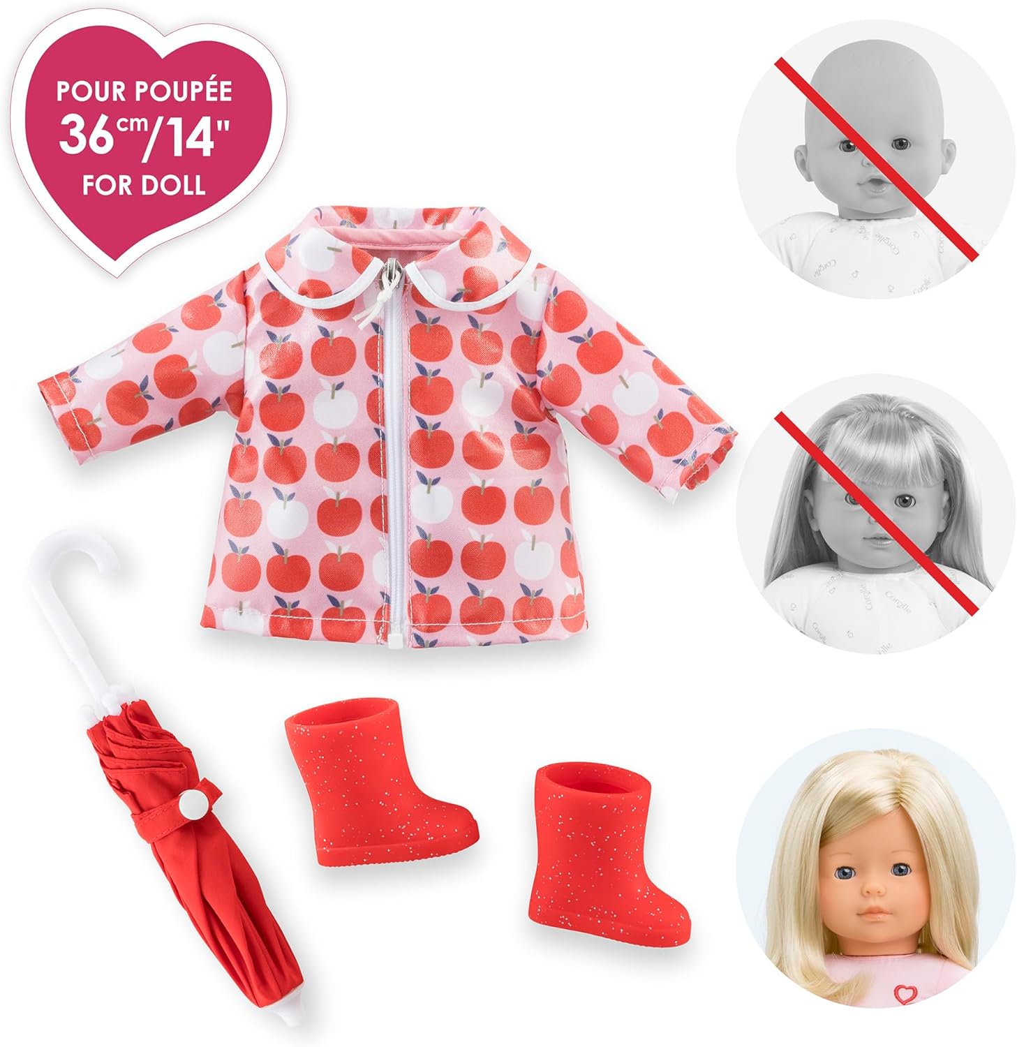 Ma Corolle - Regendagset en accessoires, kleding, voor pop My Corolla, 36 cm, vanaf 3 jaar, 9000212820