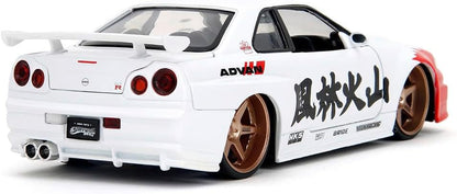 Jada -Coche Nissan Skyline GT-R 2022 con Figura del carismático Personaje de Street Fighter II, Ryu de 7cm para Fans y niños Mayores de 8 años. Escala 1:24 (253255071