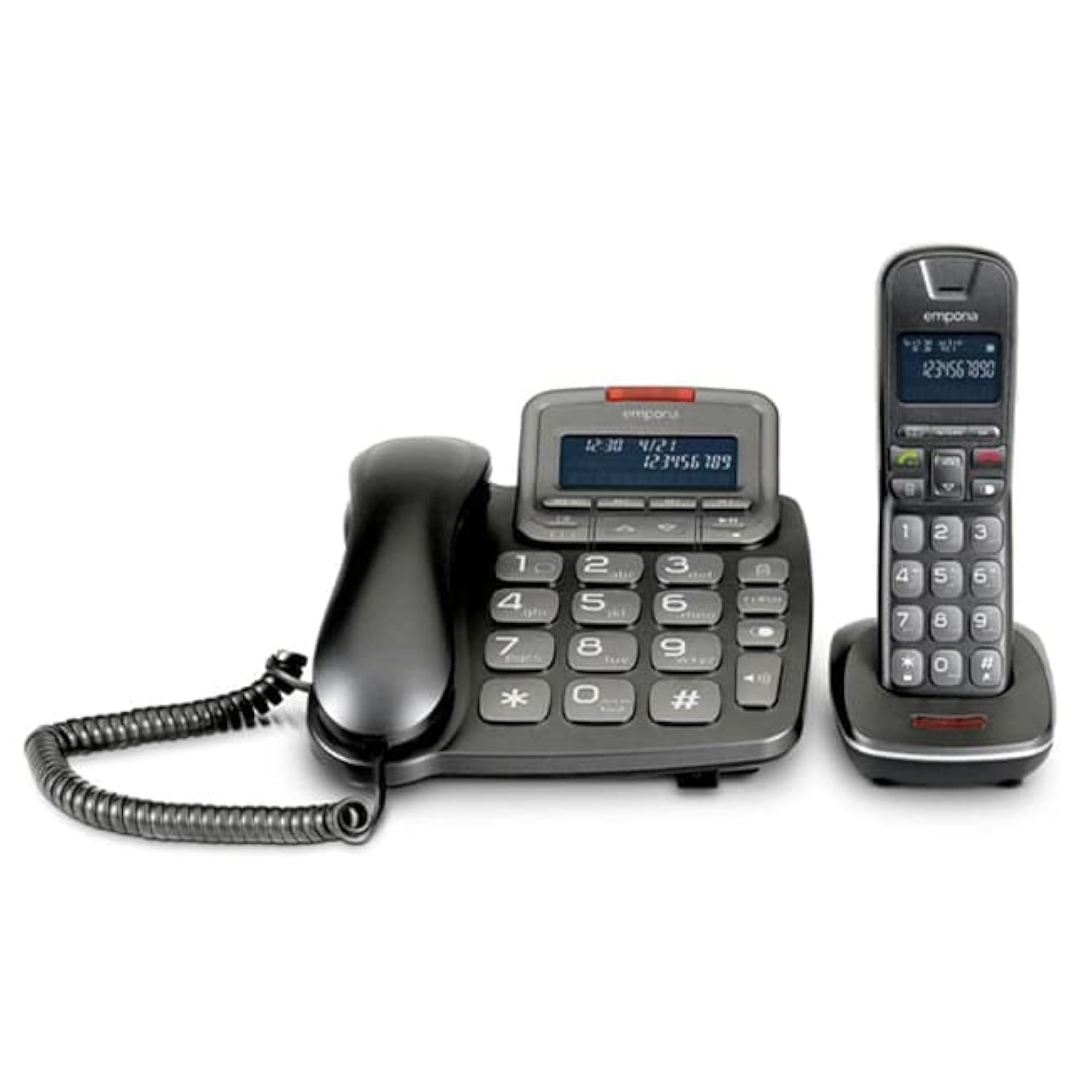 Emporia TALKHOME Combi TH-21ABB Combination DECT Corded Telephone - Black/Silver
