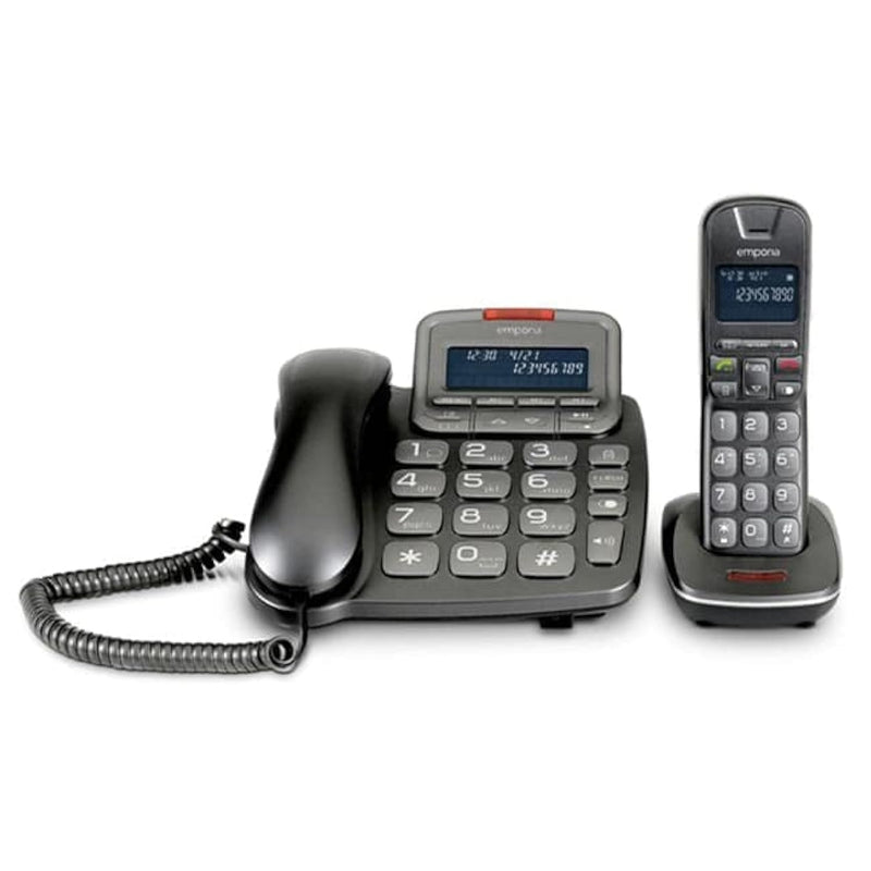 Emporia TALKHOME Combi TH-21ABB Combination DECT Corded Telephone - Black/Silver