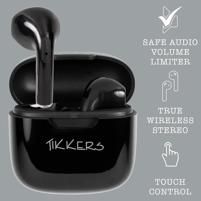 Tikkers Teen Series 10 Zwart Smart Horloge en Oordopjes Set TKS10-0002-SETARG, Zwart, Modern