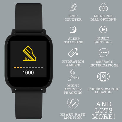 Tikkers Teen Series 10 Zwart Smart Horloge en Oordopjes Set TKS10-0002-SETARG, Zwart, Modern