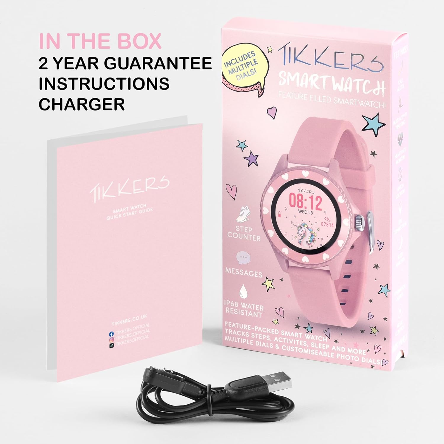 Tikkers Smart Series 34 Pink Silicone Strap Smart Watch