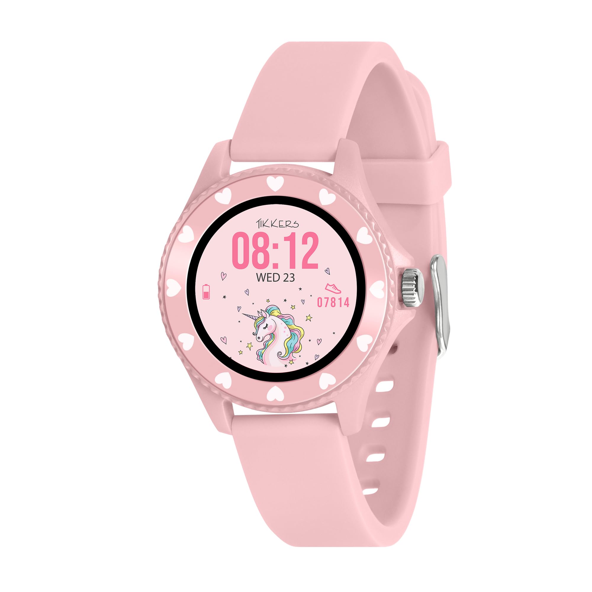 Tikkers Smart Series 34 Pink Silicone Strap Smart Watch
