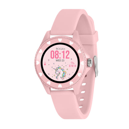 Tikkers Smart Series 34 Pink Silicone Strap Smart Watch