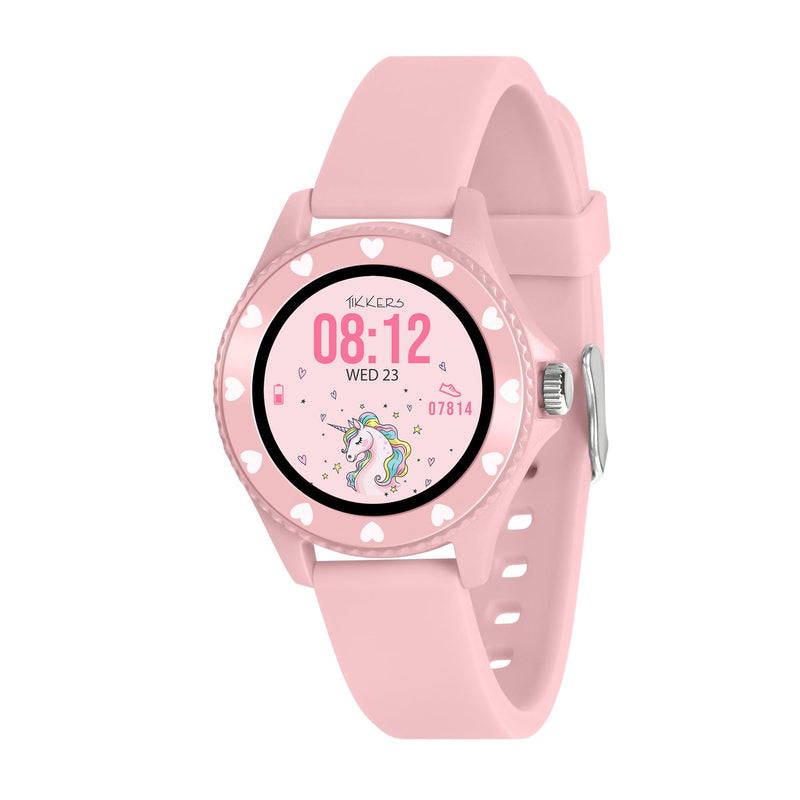 Tikkers Smart Series 34 Pink Silicone Strap Smart Watch