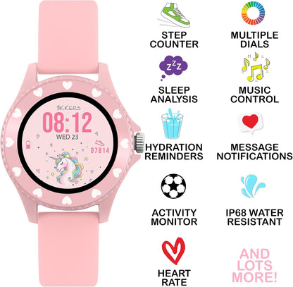 Tikkers Smart Series 34 Pink Silicone Strap Smart Watch