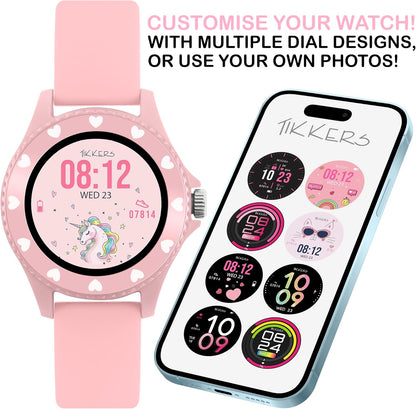 Tikkers Smart Series 34 Pink Silicone Strap Smart Watch