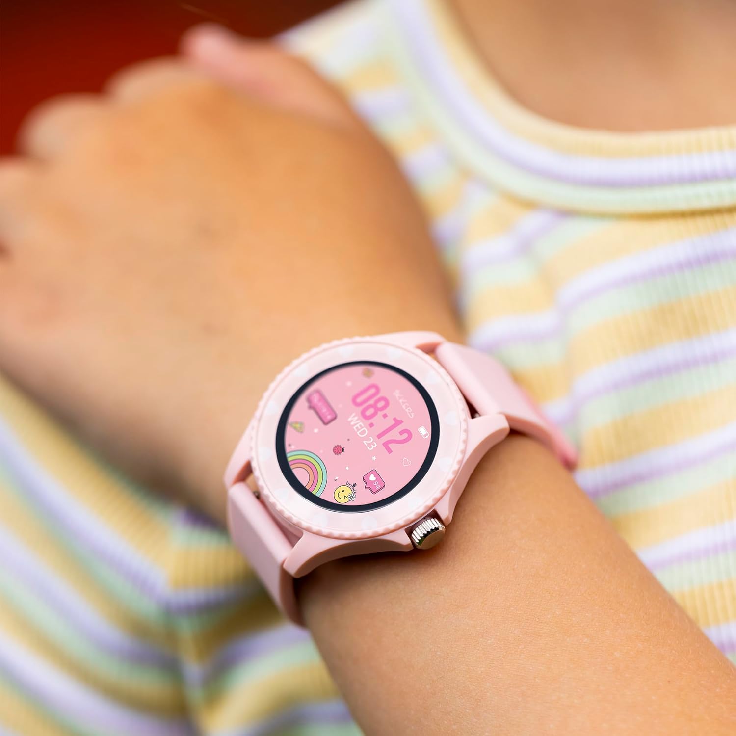 Tikkers Smart Series 34 Pink Silicone Strap Smart Watch