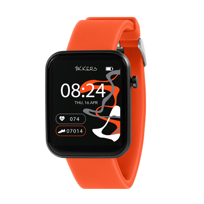 Tikkers Smart Series 13 Orange Silicone Strap Smart Watch
