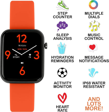 Tikkers Smart Series 13 Orange Silicone Strap Smart Watch