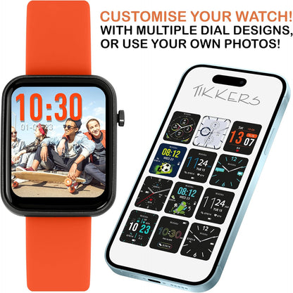 Tikkers Smart Series 13 Orange Silicone Strap Smart Watch