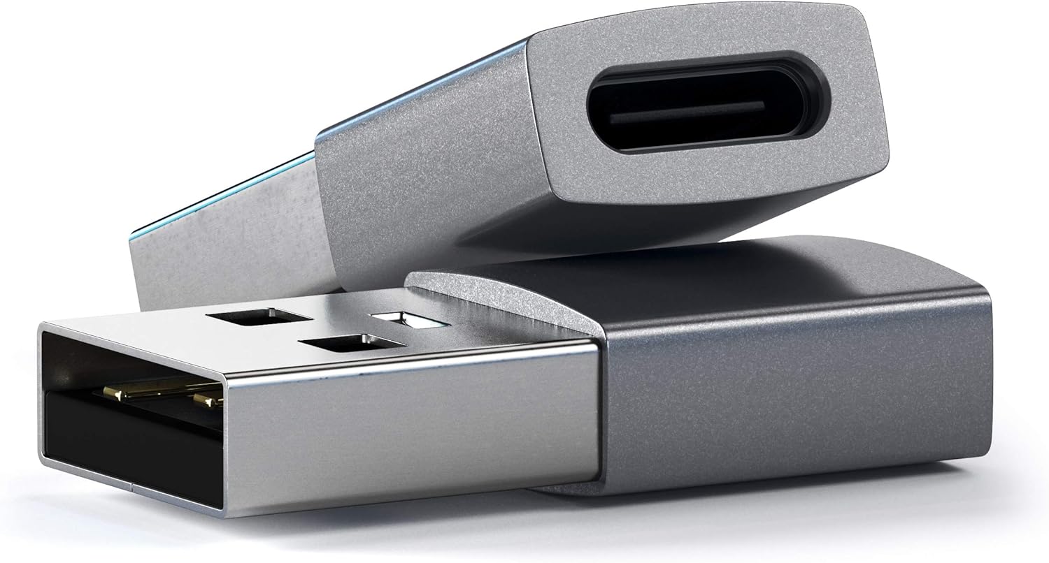 Satechi Type-A to Type-C Adapter Converter - USB-A Male to USB-C Female - Compatible with iMac, MacBook Pro/MacBook, Laptops, PC, Computers and More (Space Grey
