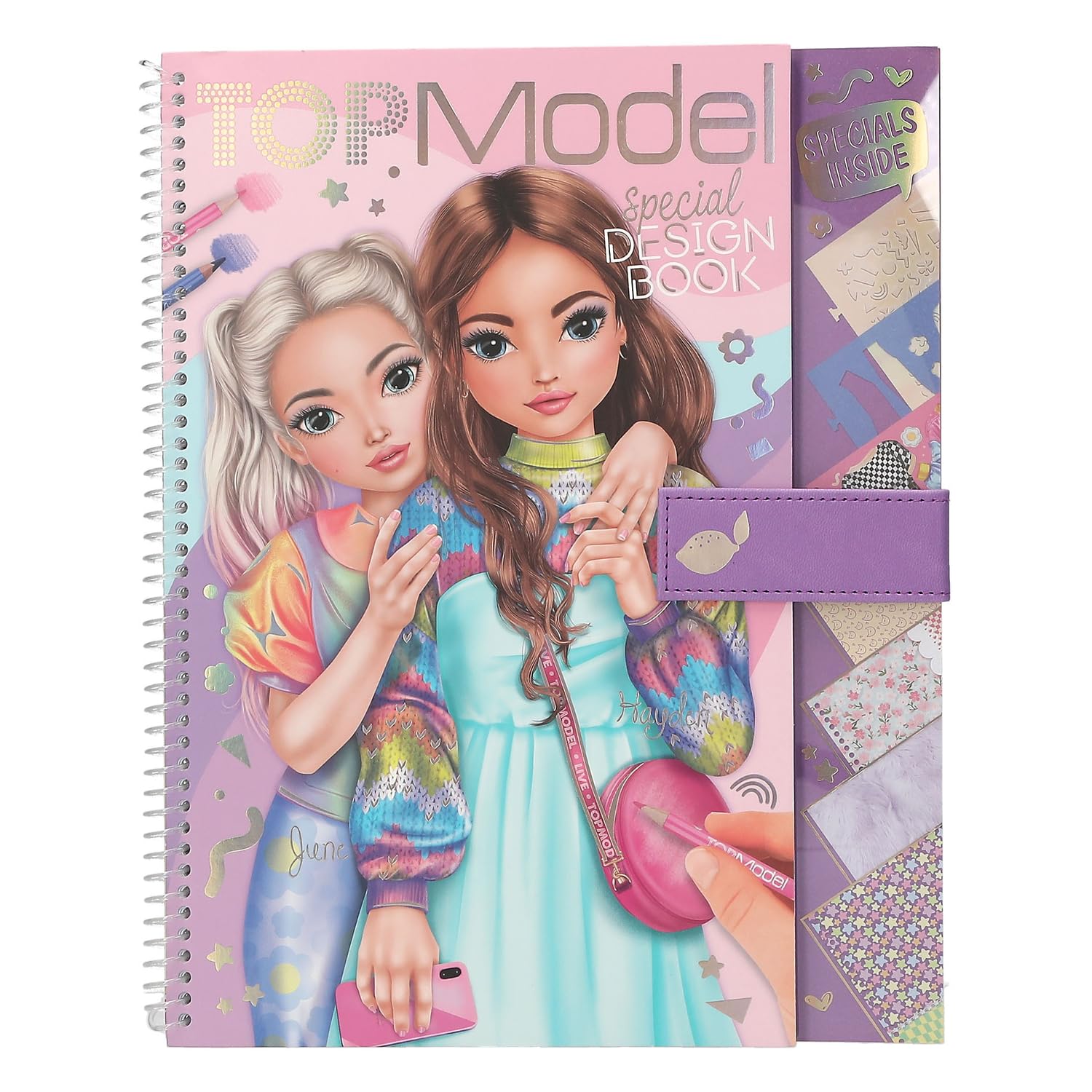 Depesche TOPModel 13584 Colouring Book with 33 Pre-Printed Pages for Designing Outfits, Set Including Paper, Stencil, Stickers and Much More, White