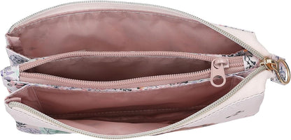 Depesche TOPModel Summer Feeling 13307 Pencil Case in Pink with Model Motif, Flowers and Butterflies, Pencil Case with 3 Inner Compartments