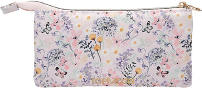 Depesche TOPModel Summer Feeling 13307 Pencil Case in Pink with Model Motif, Flowers and Butterflies, Pencil Case with 3 Inner Compartments