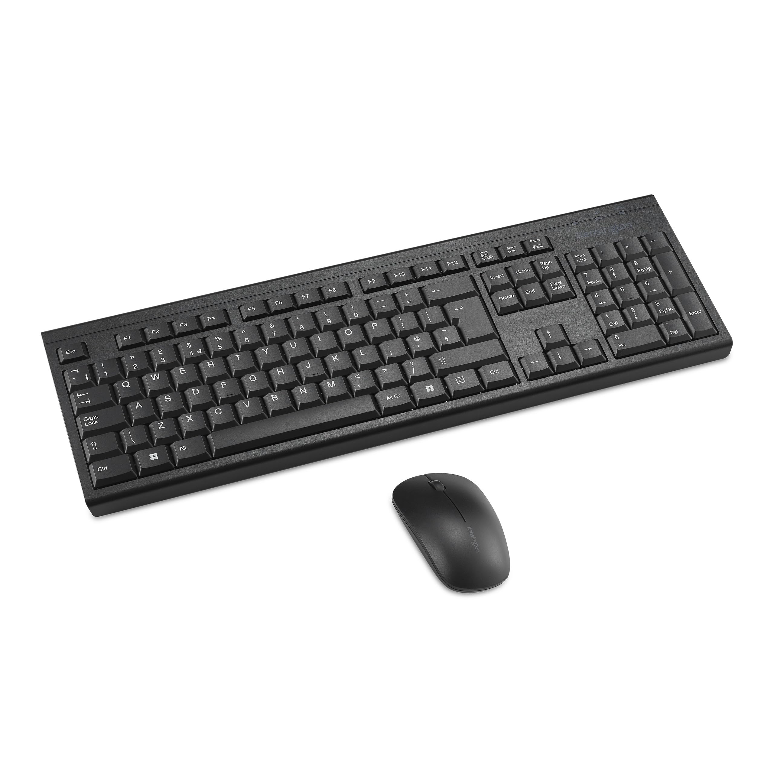 Kensington KM150 EQ Wireless Keyboard and Mouse Combo Set for Windows and MacOS, USB 2.4 GHz Nano Receiver, Full-Size Numpad Keyboard, 1200 DPI Silent Click Mouse (QWERTY UK Layout Black K75562UK