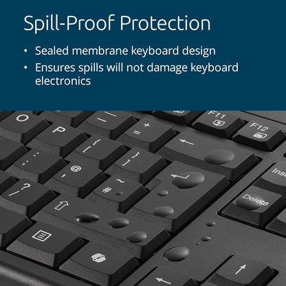 Kensington KM270 EQ Rechargeable Wireless Full Size Keyboard and Ambidextrous Silent Mouse Combo for PC and laptop, 2.4GHz & BT 5.0 wireless, spill-proof design - QWERTY ISO Layout - Black K75560UK