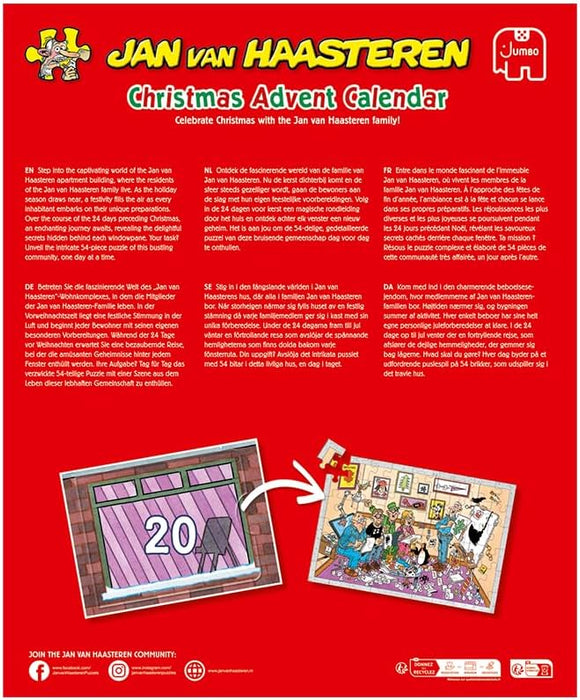 Christmas Advent Calendar - 24 Days of Puzzles, Puzzle the Scene Behind the Curtains - Fun 54 Piece Adults Puzzle & Comic Puzzle -100% Recycled Cardboard Jigsaw Puzzle for Adults