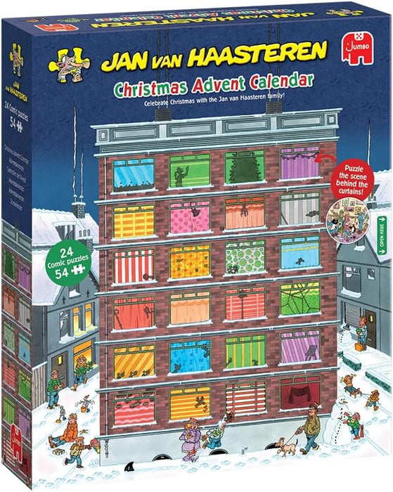 Christmas Advent Calendar - 24 Days of Puzzles, Puzzle the Scene Behind the Curtains - Fun 54 Piece Adults Puzzle & Comic Puzzle -100% Recycled Cardboard Jigsaw Puzzle for Adults