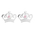 Disney 925 Sterling Silver Princess Crown Tiara Pink Stone Set Stud Earrings for Girls