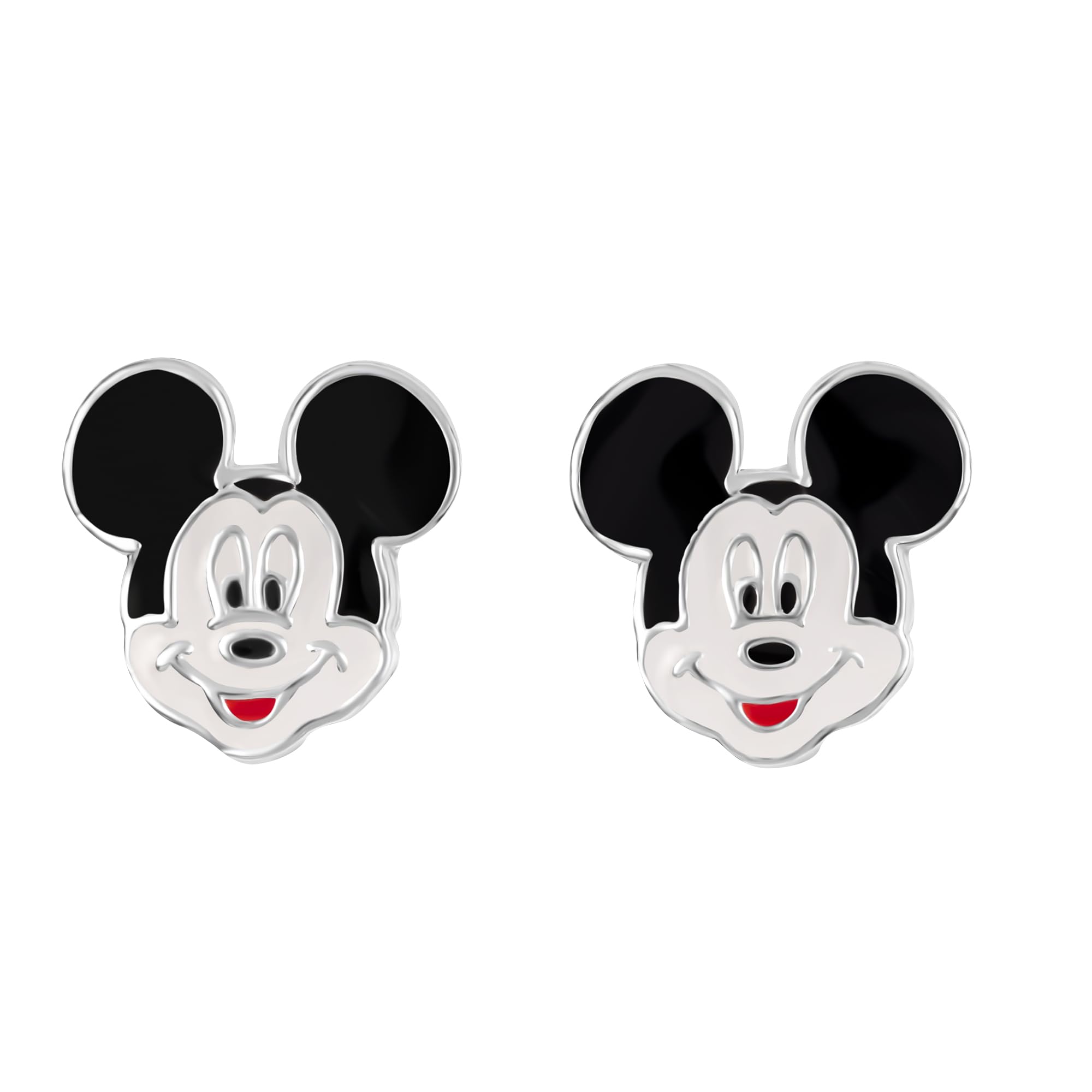 Disney 925 Sterling Silver Mickey Mouse Enamel Stud Earrings for Girls