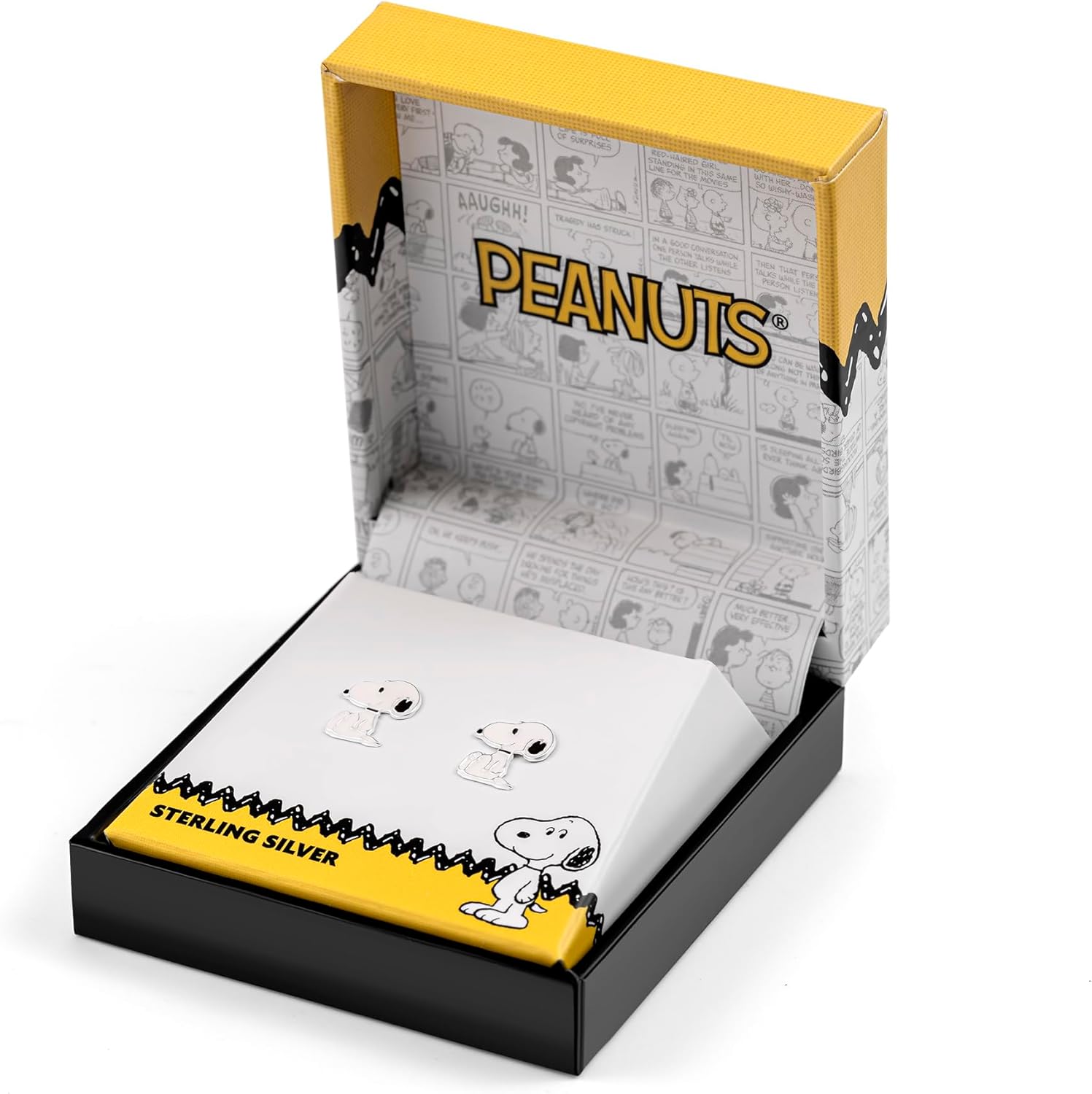Peanuts 925 Sterling Silver Womens Snoopy Enamel Stud Earrings