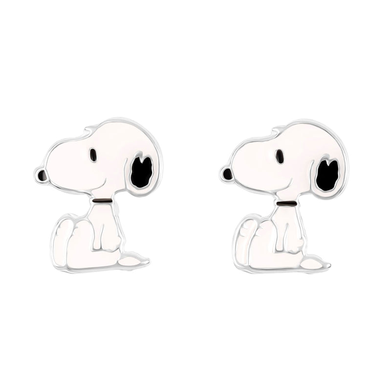 Peanuts 925 Sterling Silver Womens Snoopy Enamel Stud Earrings