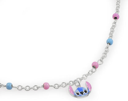 Sterling Silver 925 Stitch Pink & Blue Charm Bracelet