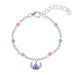 Sterling Silver 925 Stitch Pink & Blue Charm Bracelet