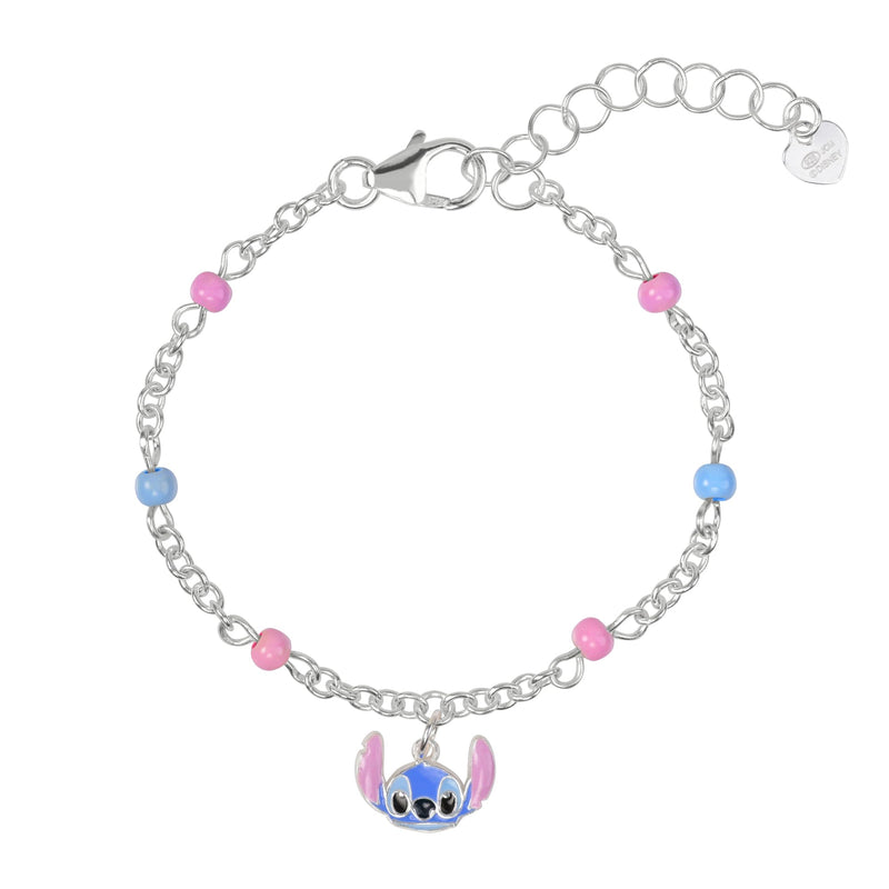 Sterling Silver 925 Stitch Pink & Blue Charm Bracelet
