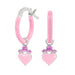 Sterling Silver 925 Disney Princess Purple Love Heart Huggie Earrings