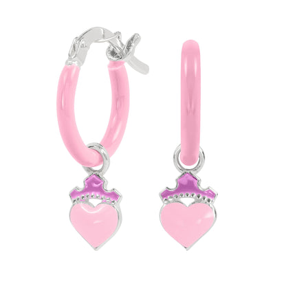 Sterling Silver 925 Disney Princess Purple Love Heart Huggie Earrings